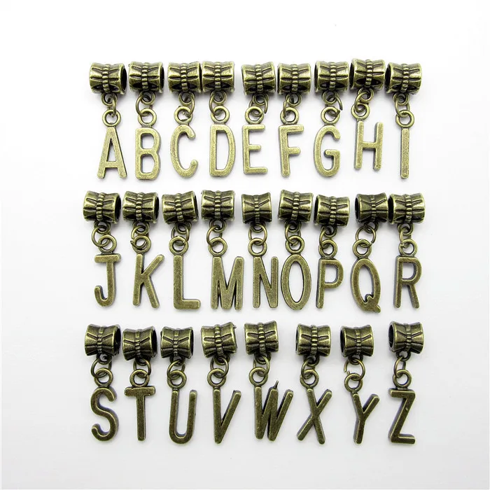 

Mixed 26pcs Ancient bronze letter beads fit for pandora style bracelet DIY pendants for jewelry making