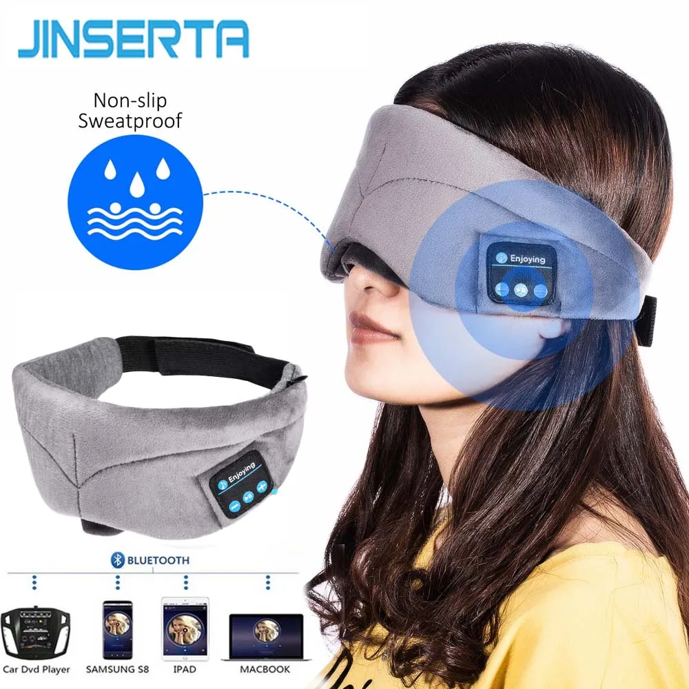 JINSERTA Bluetooth Headphone Sleeping Eye Mask Stereo Music Player 4.2