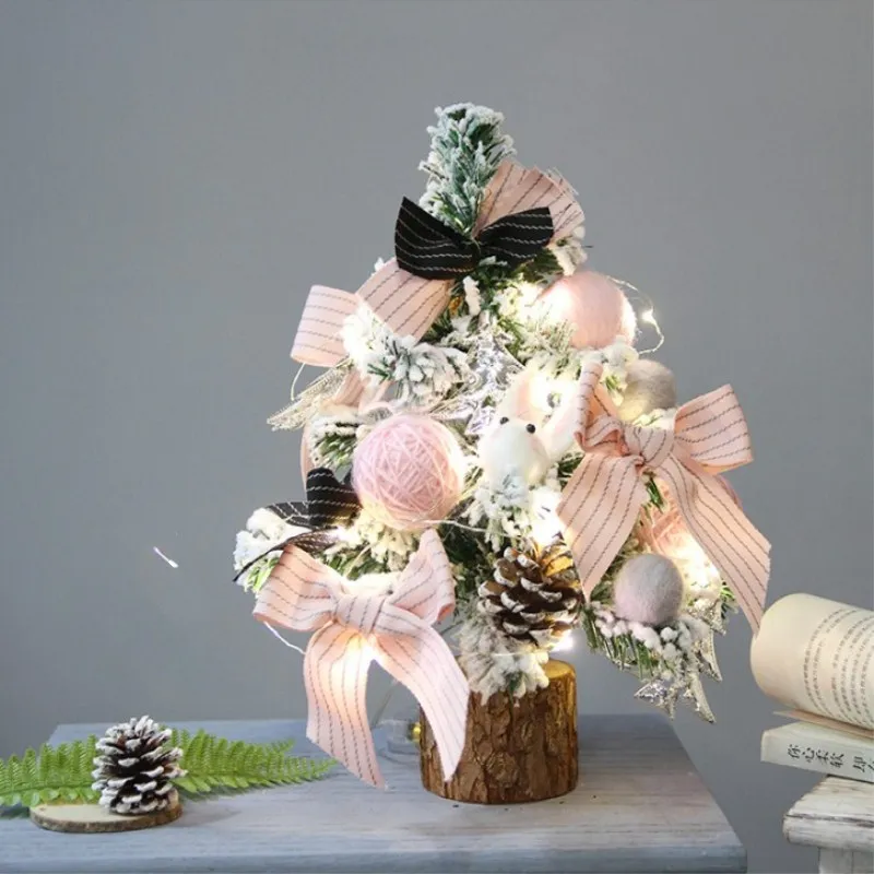  Christmas miniature pink desktop Christmas tree bedroom handmade decorations Free Shipping - 32956255765