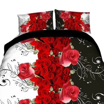 

Urijk Bedding Set Flower Rose Print Luxury Bed Linen For Duvet Cover Pillowcase Bedclothes Room Decoration Home Textile 3/4PCS