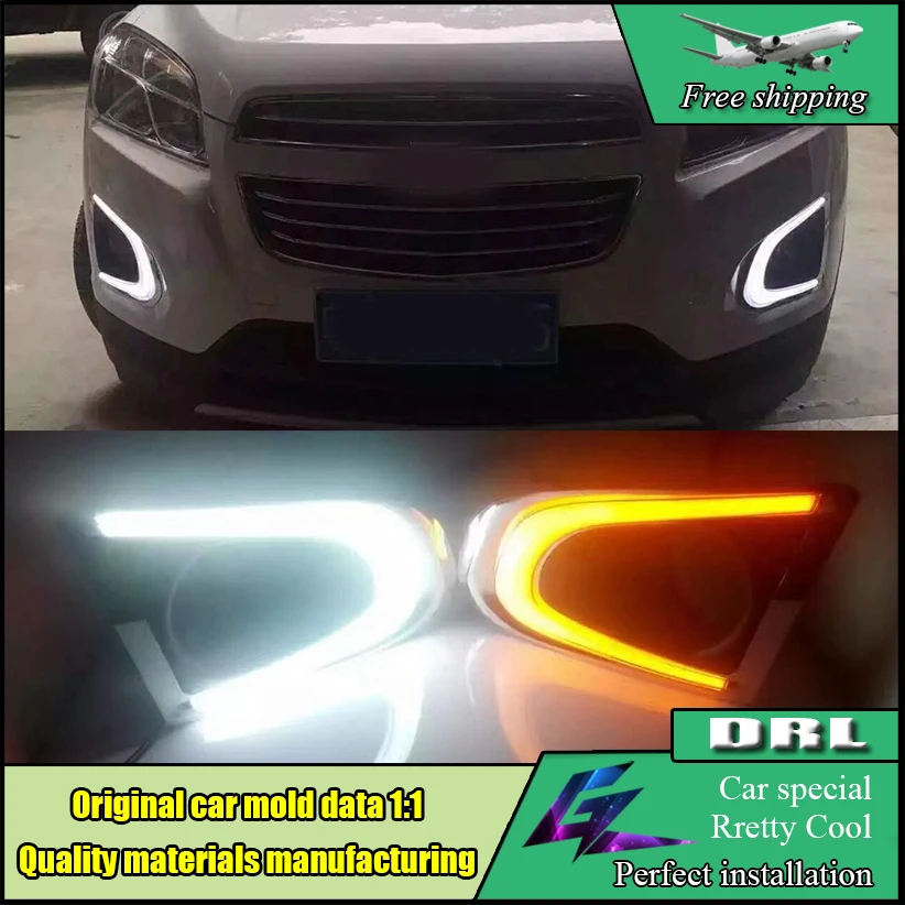 Car-styling DRL For Chevrolet TRAX Chevy 2014 2015 2016 Daytime Running Lights With Yellow Turn Signal 12V Day light | Автомобили и