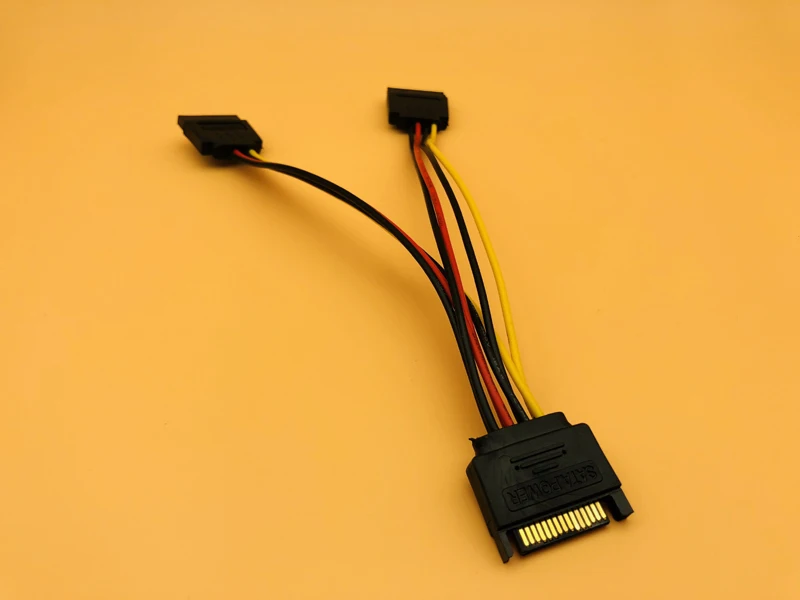 15Pin SATA Male to 2 Female 15Pin Serial ATA Power HDD Splitter Connector Cables PC Computer Power Cable for BTC ETH EOS Mining