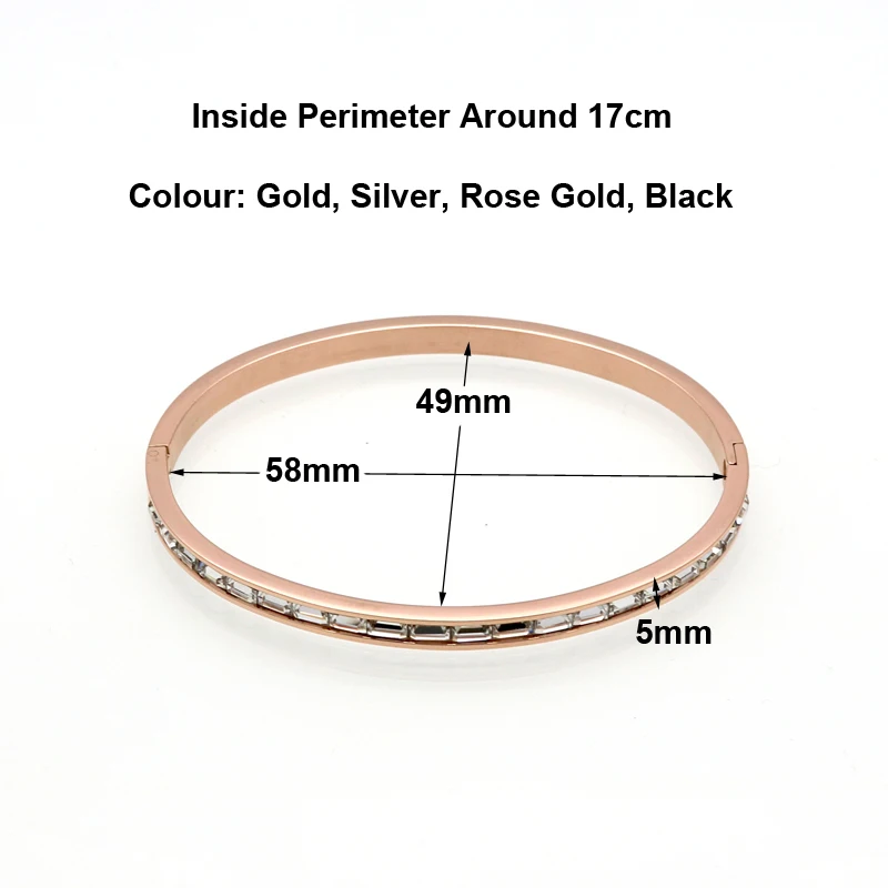 1 Ряд Кристалл золото/розовое золото/серебро цвет нержавеющая сталь браслет манжета любовь браслеты и браслеты для женщин Открытые Свадебные ювелирные изделия