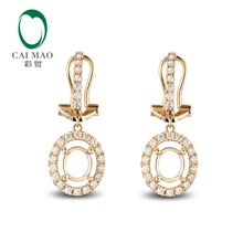 Юбилейный Овальный 5x7 мм настоящий 14 K золото& 1.03ct Бриллиант круглой огранки полу серьга зажим левербэк