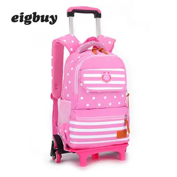 

Trolley Backpack Schoolbag Luggage Book Bag Latest Removable Children School Bags 2/6 Wheels Stairs Kids Boys Girls Backpacks