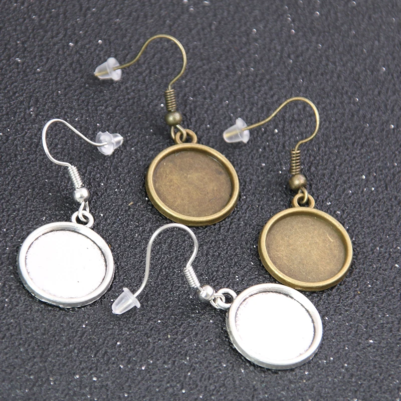

10pcs 10-25mm Two Color Cabochon Earring Base Setting Blank Stainless Steel HooksDiy Accessories For Making Earrings
