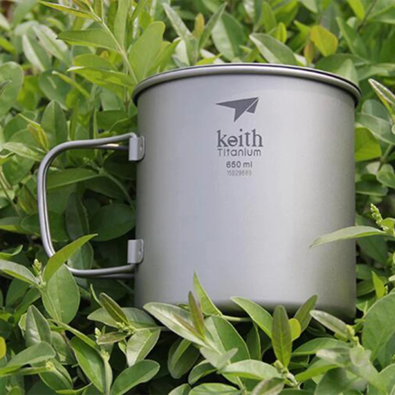 Copos com Tampa Copo de Água de Titânio Dobrável de Parede Copo de Acampamento ao ar Keith Titânio Cabo Simples Livre Caminhadas Viagem Canecas 220 ml 900 ml 32 Esporte e Lazer