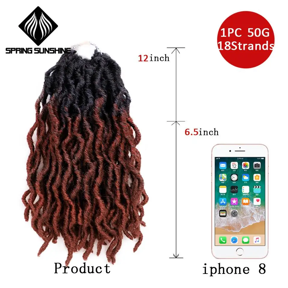 Spring sunshine 12Inch Ombre Faux Locs Curly Soft Crochet Hair Braids Synthetic Hair Crochet Hair Goddess Nu Locs