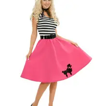 Костюм для Хэллоуина для женщин, плюс размер 2XL, полоска 50 s, смазка рок-н-ролл, маскарадный костюм