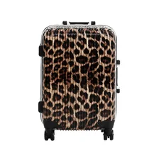 24 INCH 202428# new aluminum frame leopard trolley suitcase of western style universal wheel waterproof boarding check box #E