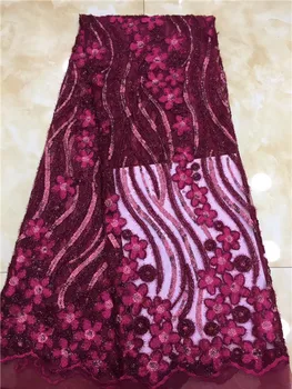 

African Lace Fabric 2019 Embroidery Nigerian Beads Lace Fabric.High Quality Stones French Tulle Lace Fabric XZXJUL027