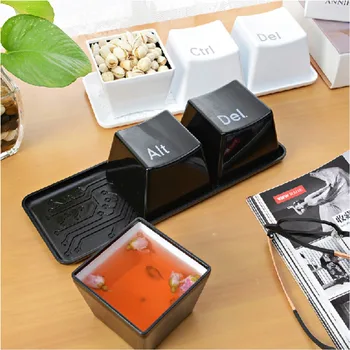 

Keyboard Design Tea Coffee Cup Mug Tray Set Ctrl Alt Del Delet Key Food Bowls Dropshipping