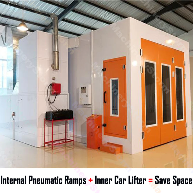 

car spray paint booth customized with inner scissor lift spray booth oven save space internal pneumatic ramps car paint cabinet