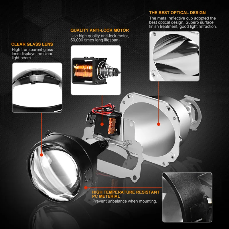 Universual 2.5 inch Mini Projector Len Fit H4 H7 Socket Car Headlight Use H1 HID Bulb For DIY Retrofit Replacement Auto Headlamp Universual 2.5 inch Mini Projector Len Fit H4 H7 Socket Car Headlight Use H1 HID Bulb For DIY Retrofit Replacement Auto Headlamp