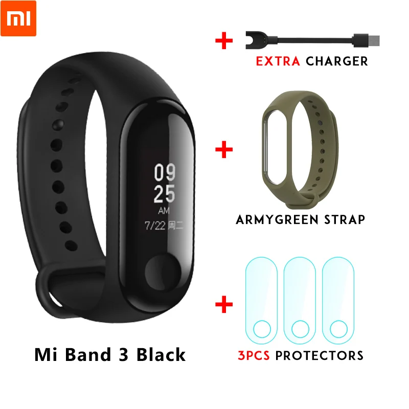 Xiaomi mi Band 3 mi band 3 для Android IOS фитнес-трекер монитор сердечного ритма 0,78 ''OLED дисплей тачпад Bluetooth 4,2 - Цвет: Mi band 3 n strap