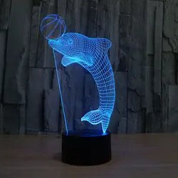 Симпатичные дельфины настольная лампа для декора комнаты USB Led Изменение цвета ночник Потрясающие подарки