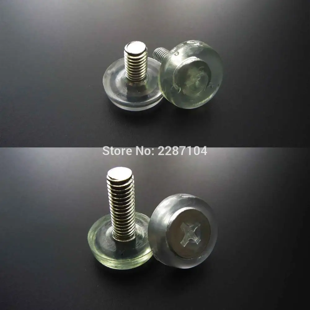 

12 Clear Transparent Furniture Table Sofa Cabinet Adjustable levelling Leg Feet Glide Slide Leveler Base Screw-in M6 Bolt on Pad