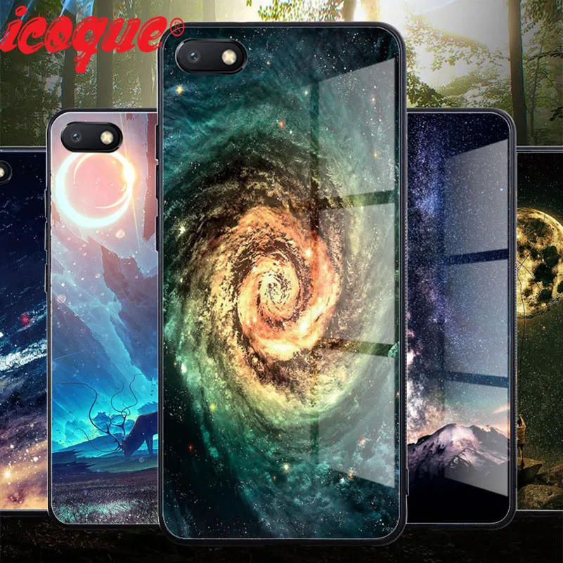 Space Glass Case For Xiaomi Redmi 6A Mi A2 Lite A1 Pattern Cover Luxury Xiomi Phone Note 5 Plus 6 Pro 4X |