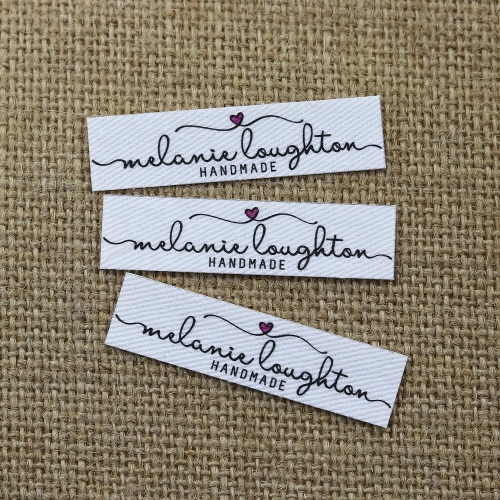 

96 pieces Custom logo labels, Name iron on label, Custom Clothing tags, Organic Cotton Labels