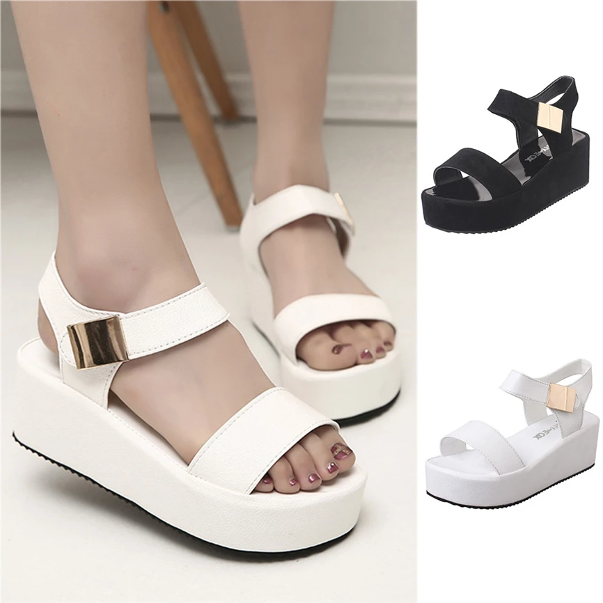 

Spring Summer Women Ladies Shoes Solid Peep Toe Casual Wedge Platform Shoes Ladies Sandals Casual Shoes For Women 30Z