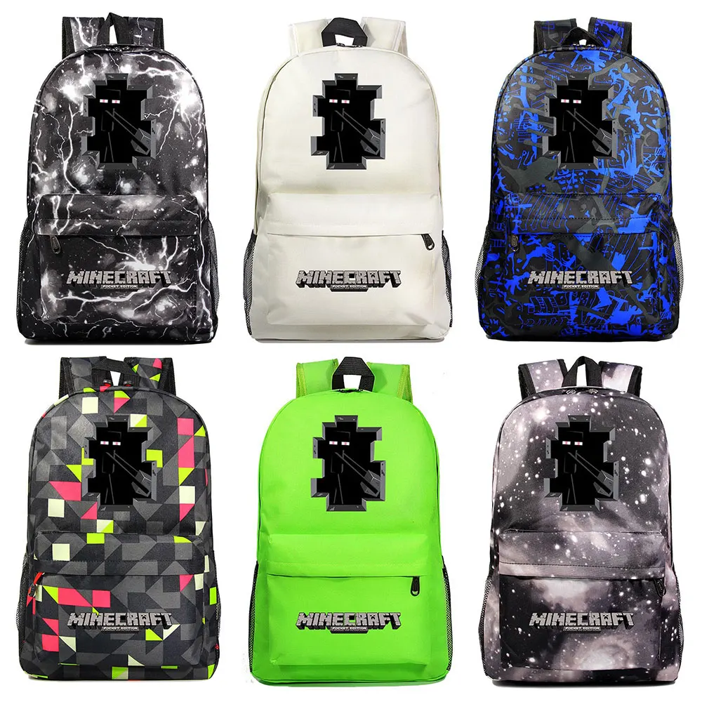 

Hot Games MineCraft Black Plaid Creeper Boy Girl Book School bag Women Bagpack Teenagers Schoolbags Men Student Backpacks