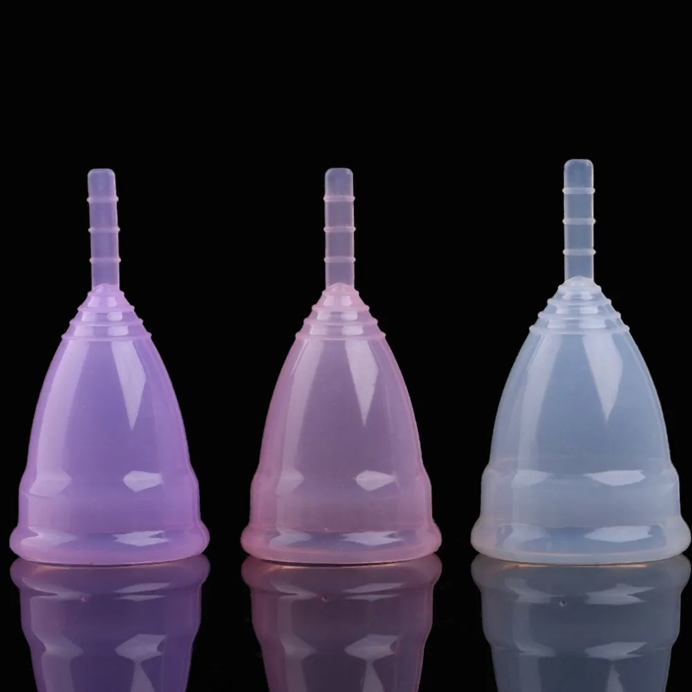 Reusable Soft Cup Medical Grade Silicone Menstrual Cup Big Small Sizes Three Colors Women Feminine Hygiene 3