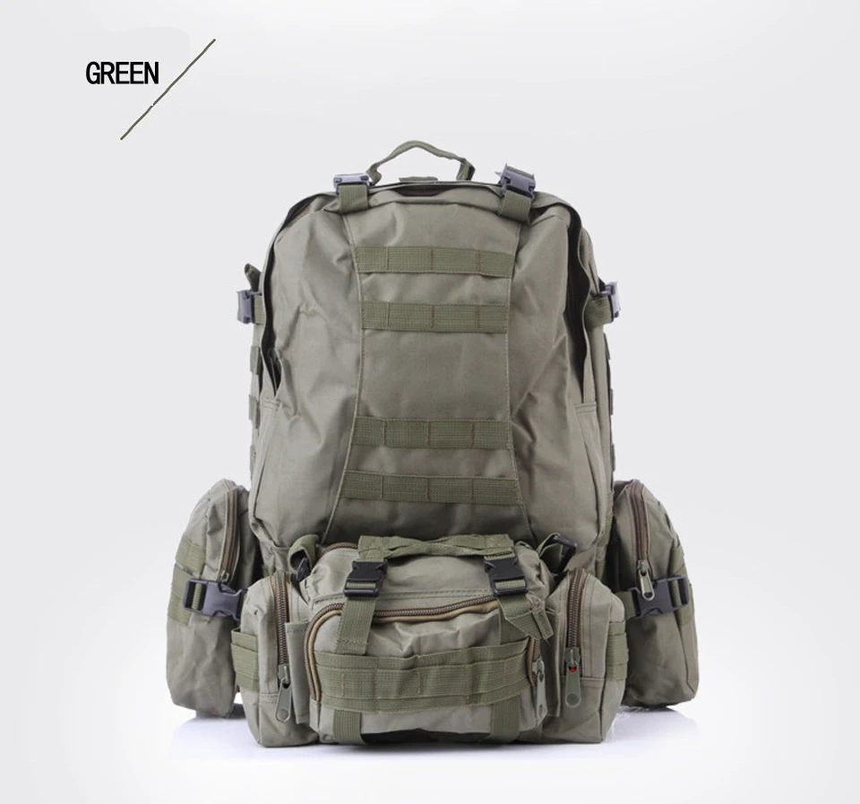 55L Multifunction Sport Bag Molle Tactical Bag Water Resistant Camouflage Backpack for Outdoor Climbing Hiking Camping