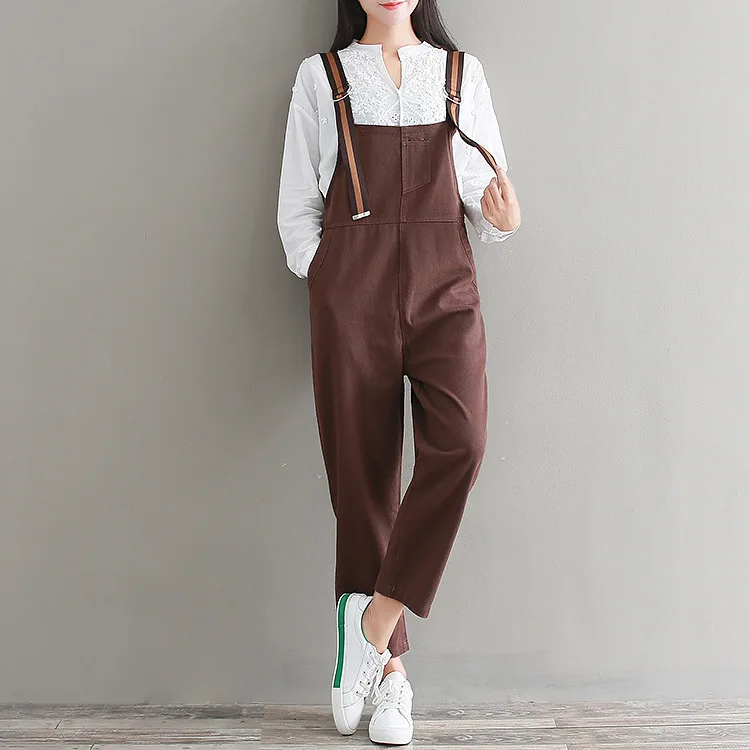 

Spring New Arrival Women Casual 2018 Coffee Color Strapless Braces Denim Overalls Pockets Dungarees Stretch Romper Jeans Pants