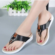 Женские Вьетнамки; коллекция года; шлепанцы на платформе; женские сандалии из натуральной кожи; летние пляжные сандалии на плоской подошве; большие размеры 35-43