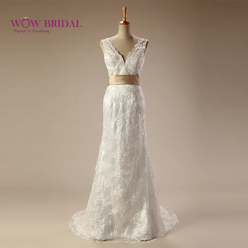 Wowbrial изящное белое вечернее платье 2021 V-образный вырез кружево Вышивка Золотая