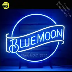 Blue Moon неоновый свет знак реального Стекло трубы ручной работы неоновых ламп Отдых комнаты гараж стены неоновая вывеска неоновая украшения