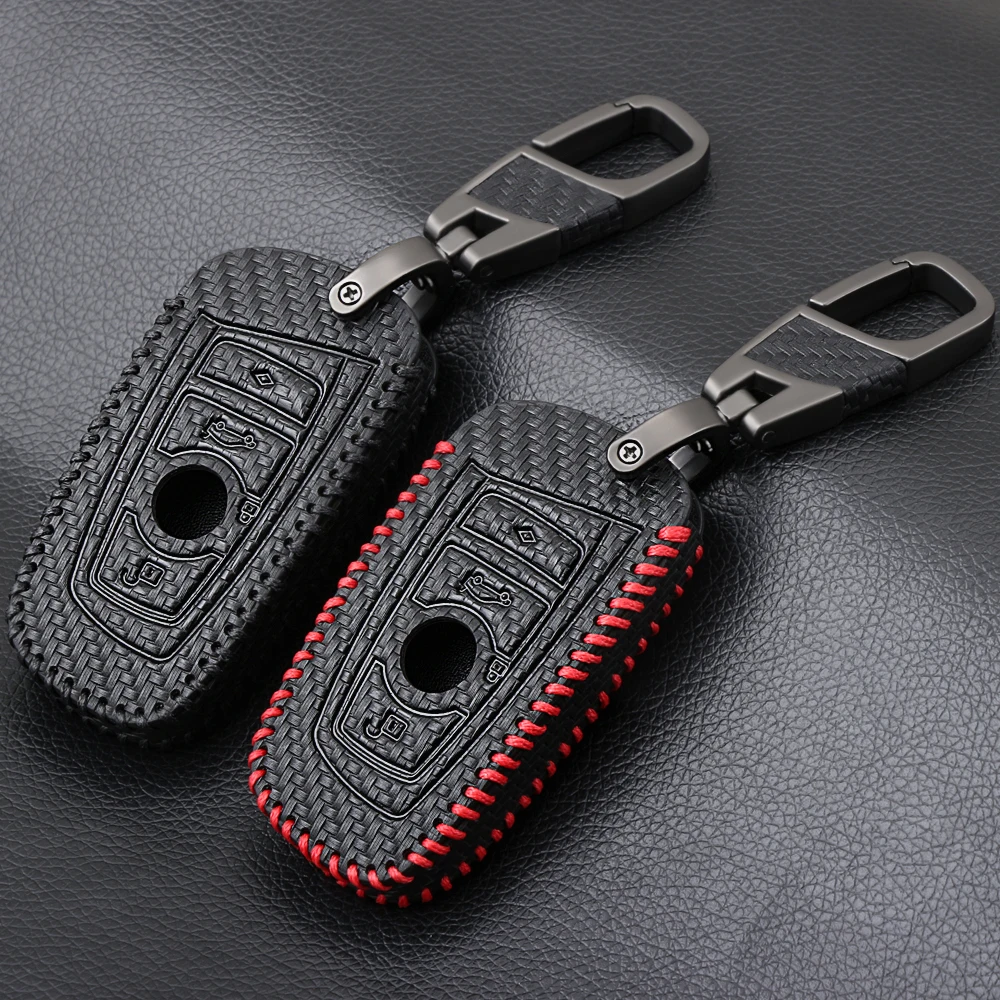 

Car-Styling Auto Carbon Fiber Style Key Cover Shell Case For Bmw New 1 3 4 5 6 7 Series F10 F20 F30 Smart 3 Buttons Accessories