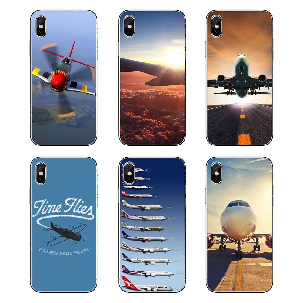 

For Samsung Galaxy Note 8 9 S9 S10 A8 A9 Star Lite Plus A6S A9S Airplane At The Sunrise aircraft plane landing Silicone Bag Case