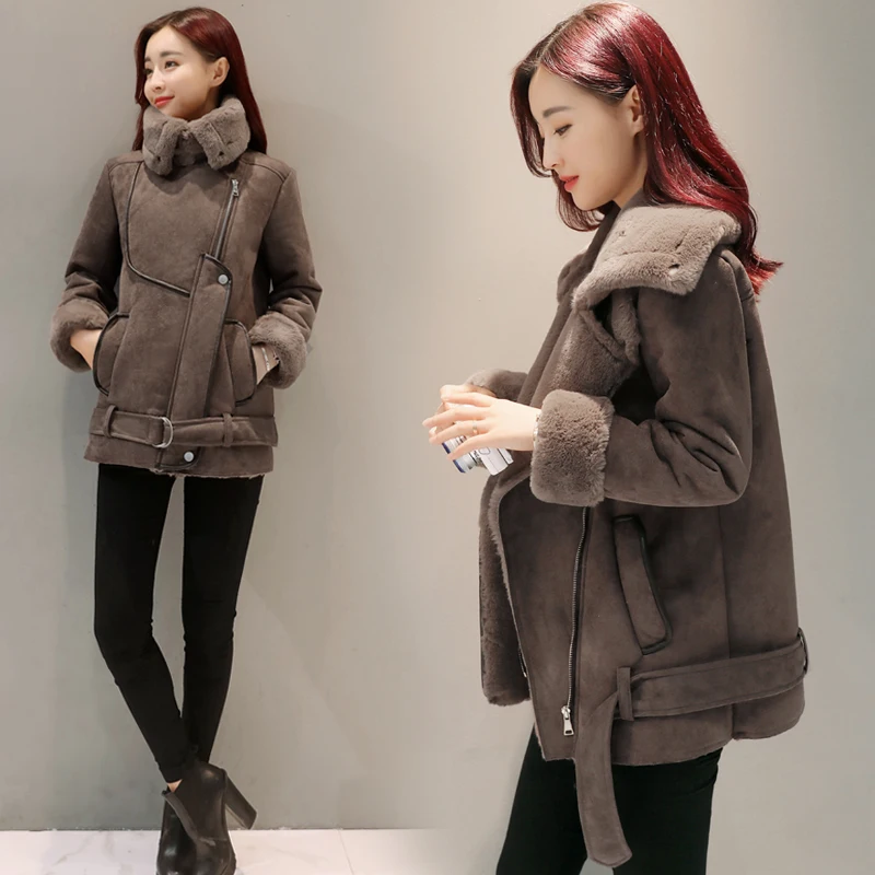 HIGH QUALITY Newest Fashion Women's Winter Leather Jacket Casual Mandarin collar Faux Suede Dress Female jaqueta de couro