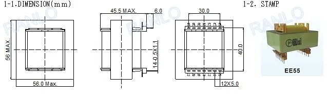 Высокое качество EE55 1500 Вт 14pin трансформатор для установки в горизонтальном положении шпульки тдг EE55/55/21A TP4 ферритовый AL: 7070 Ae: 349,02