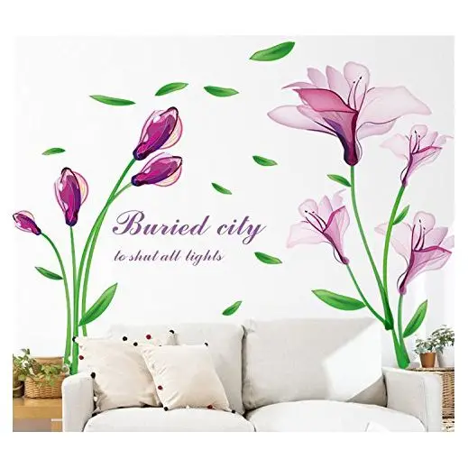 Beautiful Lovely Lily Flowers Wall Decals Removable DIY art Decor Wall
