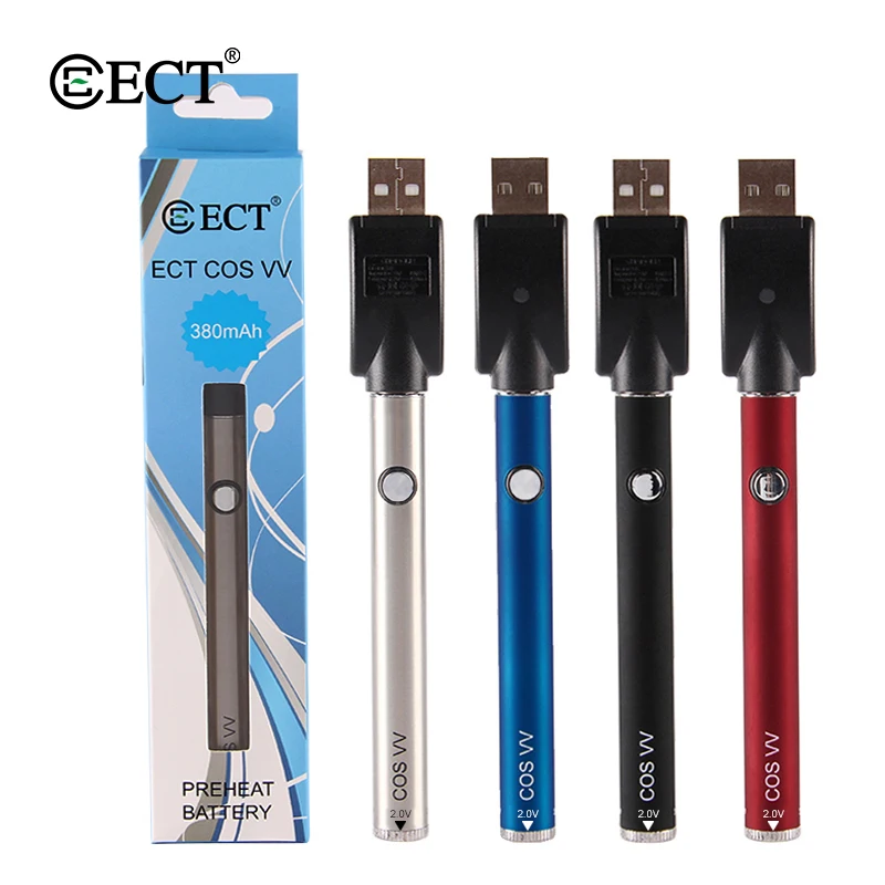 Vape Mod ECT COS Preheat VV батарея 450 мАч переменное напряжение электронная сигарета мод с usb-кабелем для 510 вапорайзер с резьбой