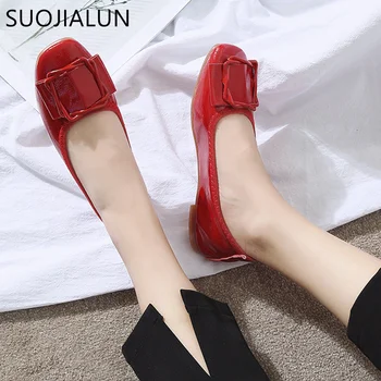 

SUOJIALUN Women Shoes Woman PU Leather Flat Shoes Casual Slip On Round Toe Loafers Ballet Flats New Fashion Women Chaussure