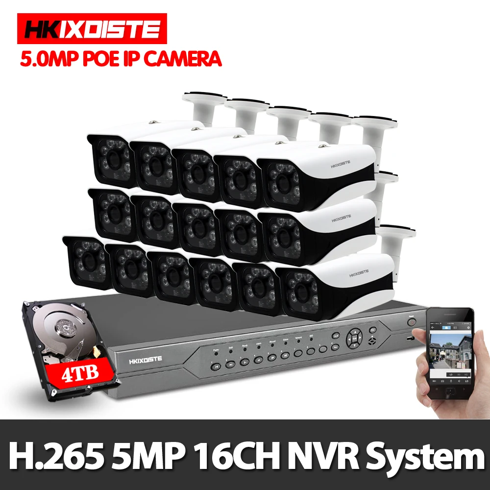 

16CH Surveillance System 5.0MP Outdoor Security Camera 16CH 8CH 4K CCTV POE NVR 4TB HDD Kit Video Surveillance Easy Remote View