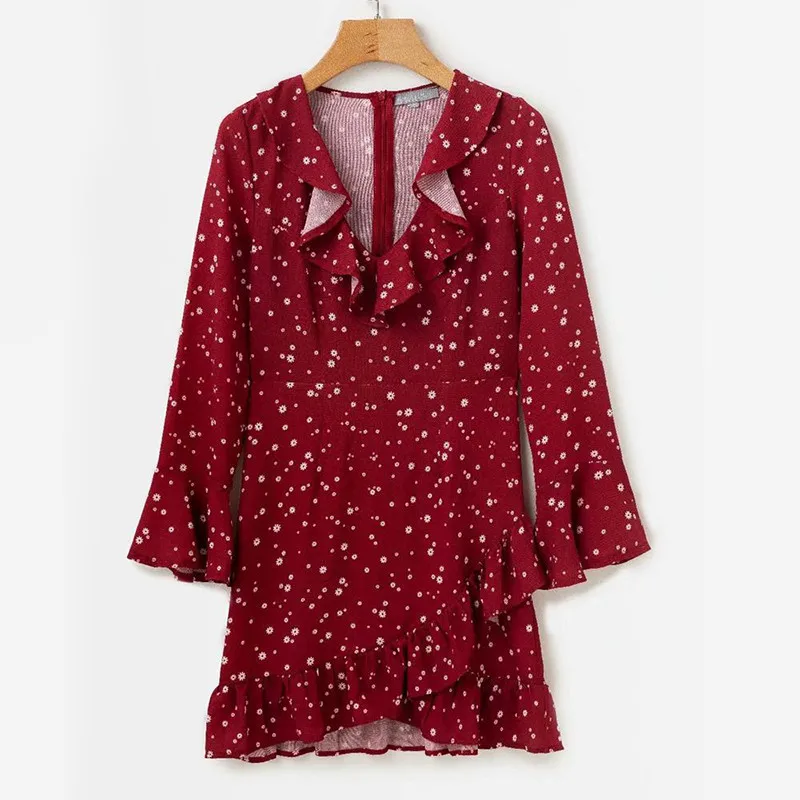 yinlinhe Navy Polka Dot Dress Women Long Sleeve 2018 V neck Sexy Slim Elegant Autumn Dress Bodycon Ruffles Vestido  8