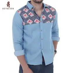 Heykeson бренд 2018 Модные мужские рубашка с длинными рукавами topsthe Новый Для Мужчин's Джинсы для женщин шить мужская одежда Рубашки для мальчиков