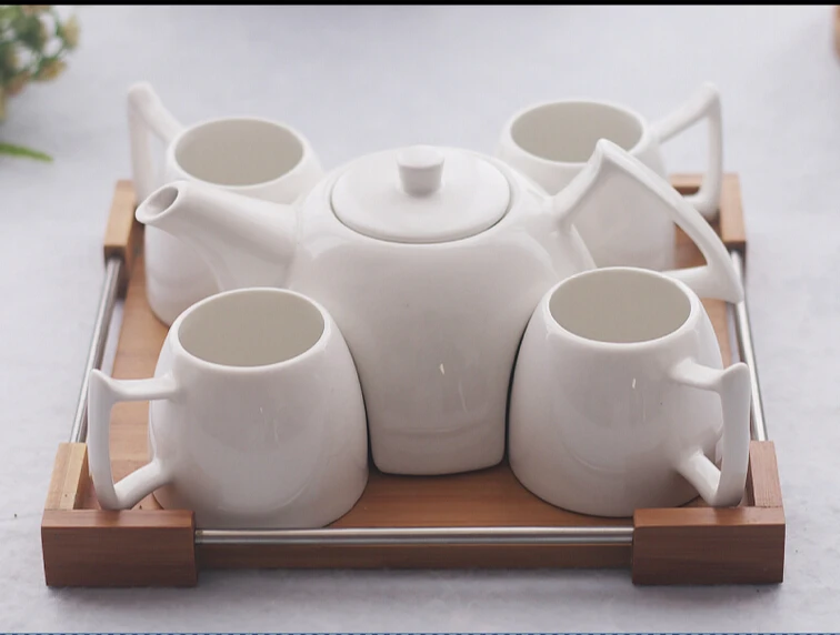 

ceramics With wooden pallets Coffee Set Afternoon tea Simple ceramic coffee cup Set Tea kit brief tea set teapot porcelana