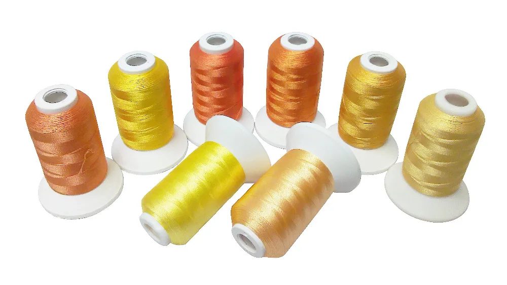 

YELLOW COLORS Embroidery Machine Thread 8 Spools + 25pcs Type A Plastic Prewound Bobbins