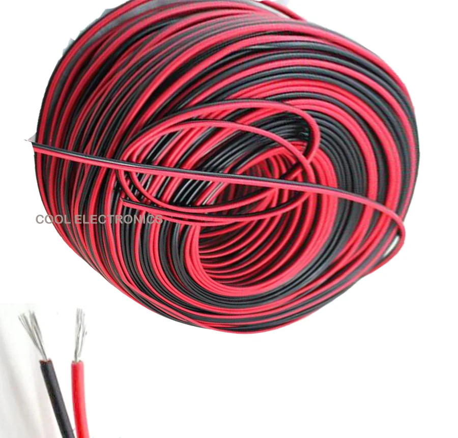 

30m 22AWG Red Black 2 Pin Electronic Wire Extension Cable