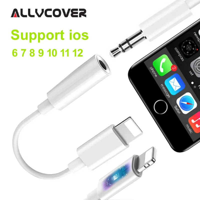 Allvcover для iphone lightning адаптер 8 pin аудио конвертер 7 Plus X Lightning 3 5 мм разъем наушников |