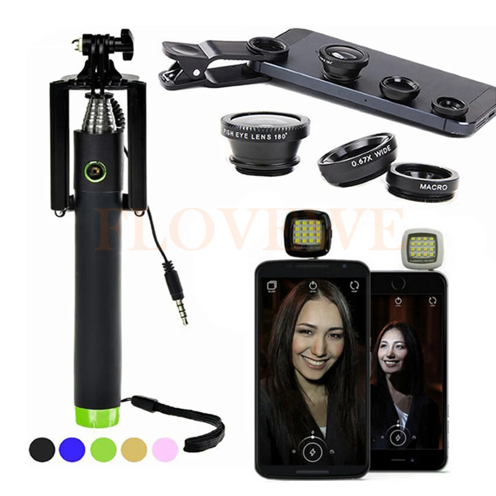 Camera lentes Kit Universal Clip Macro Wide Angle Lenses Fisheye lens For iPhone Samsung Selfie Stick 1 Camera lentes Kit Universal Clip Macro Wide Angle Lenses Fisheye lens For iPhone Samsung Selfie Stick 1