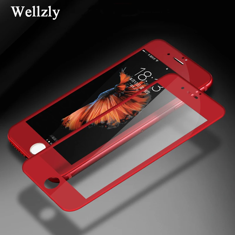 Wellzly 4 шт Упаковка 4D красный для iphone 7 Закаленное стекло пленка 8 протектор экрана x