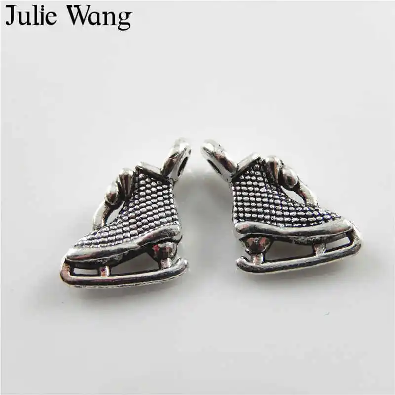 Julie Wang 50 шт. мини ледяные коньки шармы из сплава античный серебряный цвет кулон