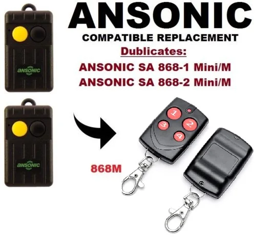 

ANSONIC (dip switch version) SA 868-1 Mini/M ,SA 868-2 M 868Mhz Remote Control Replacement/Duplicator