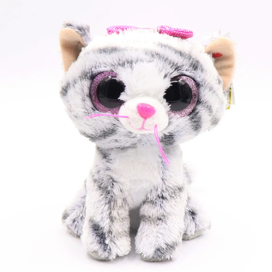 Ty Beanie Boos серый Кот плюшевая кукла девочка подарок на день рождения Единорог Сова собака лиса 15 см большие глаза Плюшевые животные и плюшевая кукла